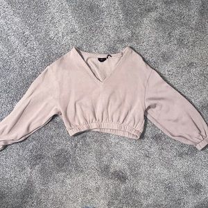 Cropped Mauve UO V-Neck Sweater